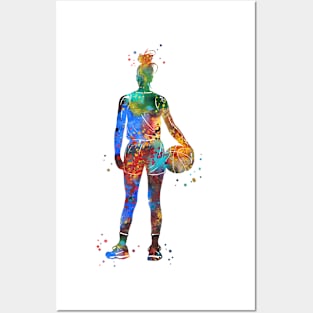 Girl Basketball Player With Ball Posters and Art